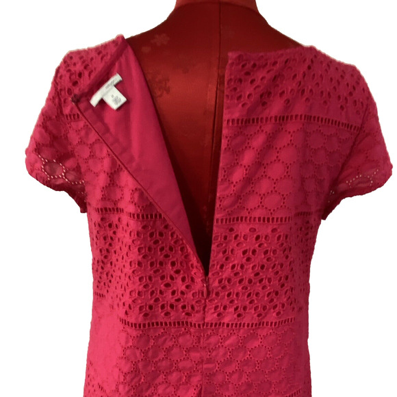 Halogen Dress Size M Short Sleeve Pink Eyelet Lace Casual Preppy Classic Sheath - Picture 7 of 10